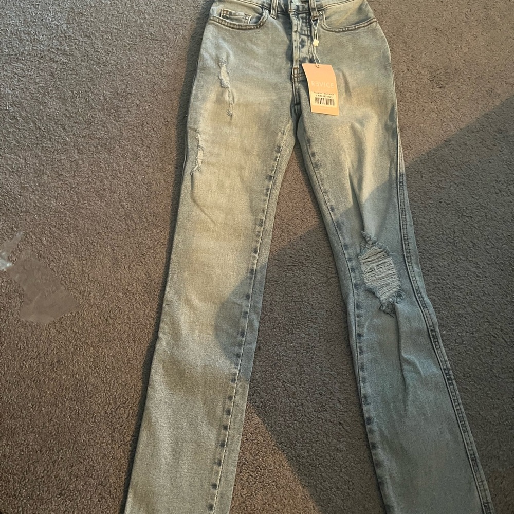 REVICE Gray Straight Leg Jeans